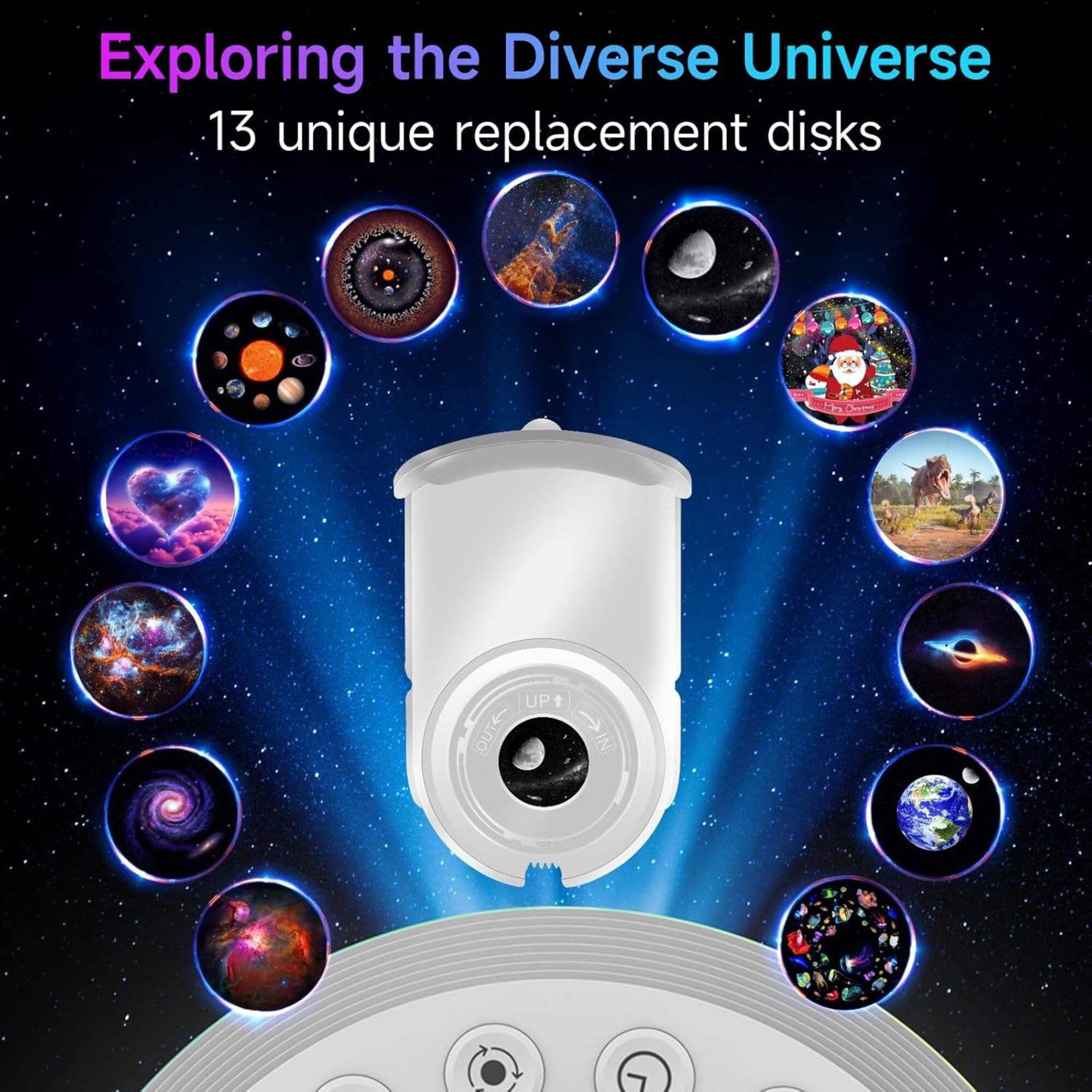 Wadan Galaxy Star Projector 13-in-1 Planetarium Night Light with Timer, RGB Effects for Kids, Adults, Bedroom/Home ceiling decor