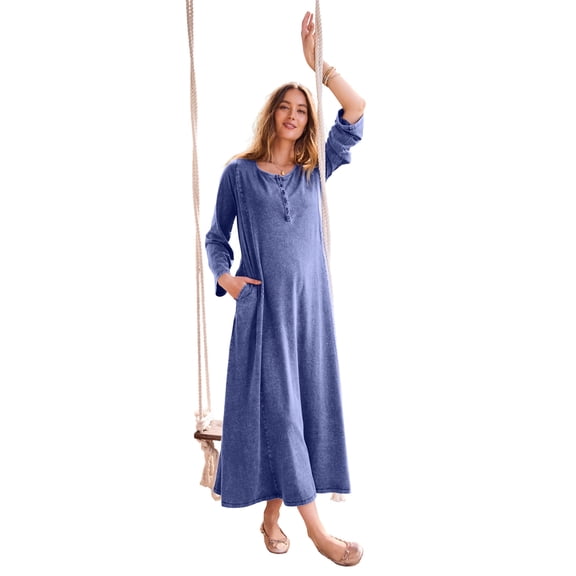 Woman Within Plus Size Henley Tee Maxi Dress
