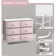 thumbnail image 4 of Songqin Dresser with 6 Drawers Fabric Storage Tower Organizer – Steel Frame, Wood Top, Easy Pull Bins for Bedroom, Closet, Hallway, Office-Pink, 4 of 6