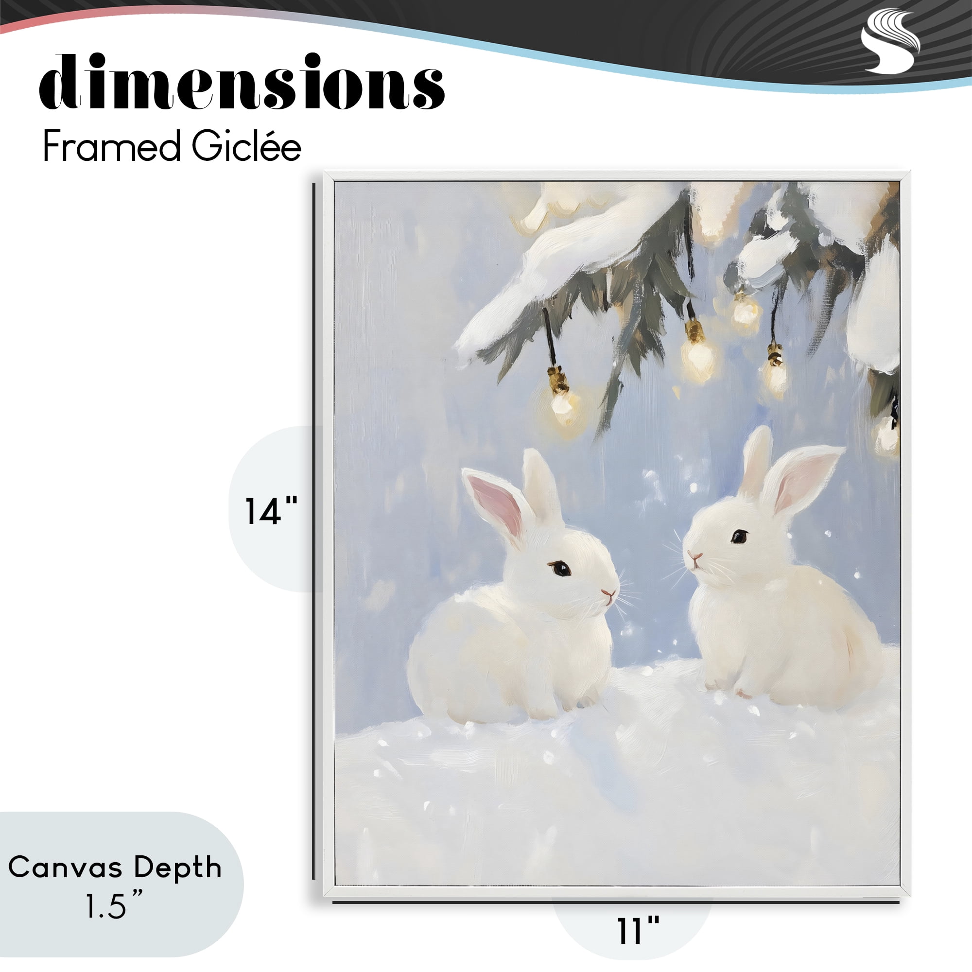 Stupell Industries Winter Bunnies Under Twinkling Lights White Framed Giclee Art, design by The Prints Vibe