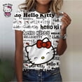 thumbnail image 2 of Camiseta de algodón de Hello Kitty para mujer, camiseta de verano con estampado de dibujos animados y cuello redondo, camisa de manga corta para mujer, chándal, ropa holgada, 2 of 5