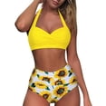 thumbnail image 1 of Womens Two Piece Swimsuits Women Vintage Swimsuit Two Piece Retro Halter Ruched High Waist Print Bikini Set, 1 of 5