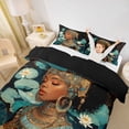 thumbnail image 3 of Castle Fairy Elegant African Queen Twin Duvet Cover,Serene Lotus Koi Fish Twin Bedding,Teal Gold White,Black Reversible,2pcs,No Comforter,1 Duvet Cover and 1 Pillowcase, 3 of 6