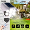thumbnail image 1 of Outdoor Motion Sensor Solar Lights 2000 Lumens 77 LEDs Spotlight With Remote Controller FloodLights Outdoor IP66 Waterproof, Wireless Dummy Decoy Fake Security Camera For Porch Garden Patio Driveway, 1 of 4