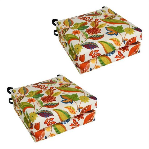Blazing Needles 916X16FP-T-4CH-REO-26 Spun Polyester Outdoor Dining Chair Cushions, Skyworks Multi - Set of 4