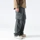 thumbnail image 2 of Pantalones para hombre, pantalones cargo grises para hombre, pantalones rectos apilados, estilo coreano, holgados, de gran tamaño, ropa técnica, los más baratos, estéticos Y2k, sueltos, 2 of 4