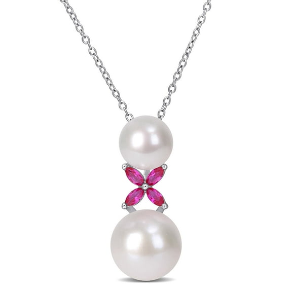 Everly Women's Created Ruby Sterling Silver Necklace