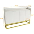 thumbnail image 5 of Roomfitters Modern White 4-Door Storage Cabinet with Square Metal Legs and Particle Board for Living Room and Kitchen, 5 of 9