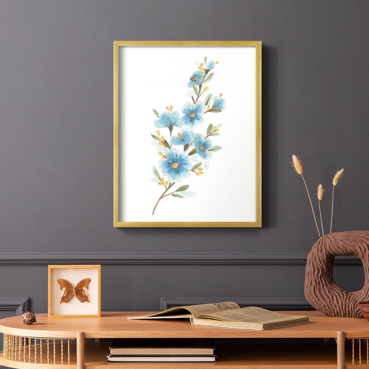 Wildflower Sprig II Framed Print - Solid Wood in Single Picture Frame Solid Wood 2 Framed Print