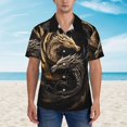 thumbnail image 2 of Pofeuu Vintage Metal Dragon Print Hawaiian Shirt for Men Sleeves Casual Button Down Summer Beach Dress Shirts T-Shirts,, 2 of 7