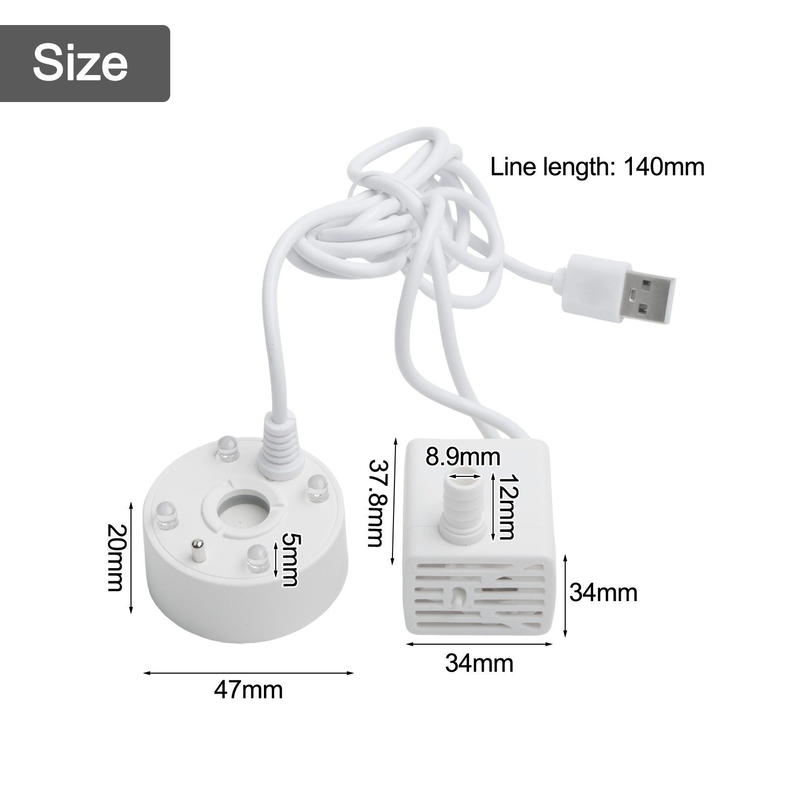 Water pump mist machine, 5V USB fog machine with 4 colored lights
