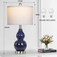 thumbnail image 2 of Double Gourd Ceramic Table Lamps Set of 2, Modern Navy Blue Bedside Lamps for Night Stand, Contemporary Nightstand Lamps for Bedroom Living Room (Bulb Included), 2 of 15