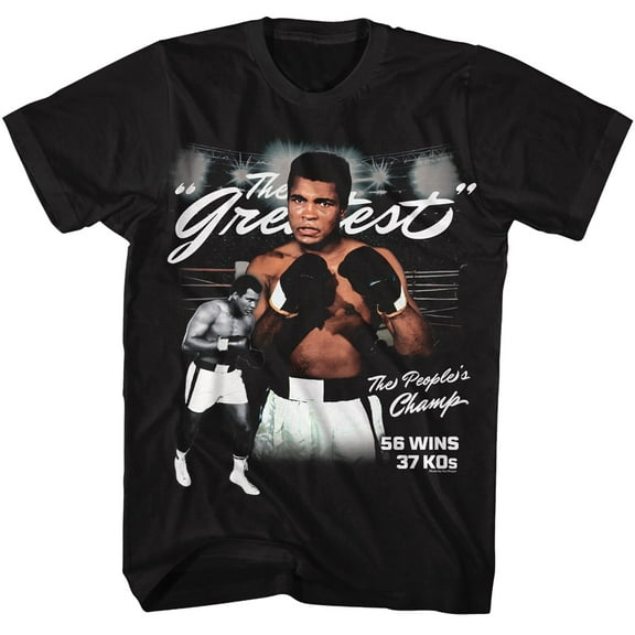 Muhammad Ali 56 Wins 37 KOs Men's T Shirt (Black, Big&TallLT)