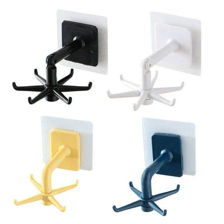 

Xewsqmlo Rotated Kitchen Hooks Adhesive Wall Door Clothes Bag Hanger Racks (Black)