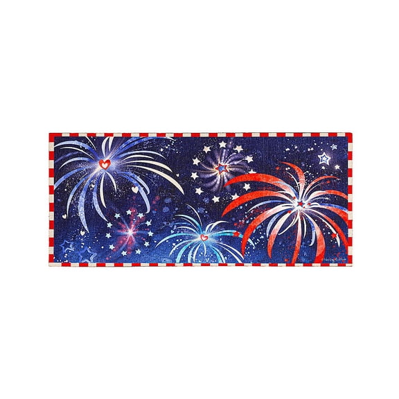 Evergreen Independence Day Fireworks Sassafras Switch Mat - One Mat Inch, Rubber - July Fourth Red White Blue 432119