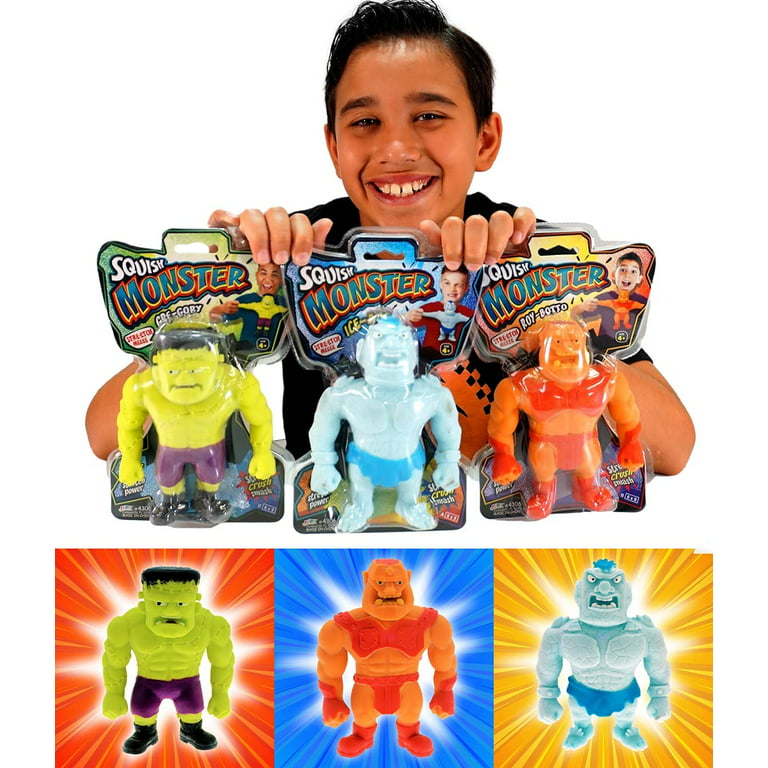 JA-RU Squishy Monster 6 Inch (3 Stretchy Toys Assorted+Sticker) Autism  Stretch armstrong & Bendy Toys, Stress Relief Squishy Toys, Party Favors  for