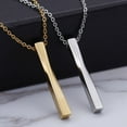 thumbnail image 5 of Personalized 4 Sides Engraving Square Bar 14K Yellow Gold Pendant Necklace Women Men Jewelry Gifts, 5 of 8