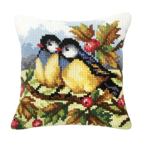 UPC: 5906735256215 | Cushion cross stitch kit Two titmice 9022