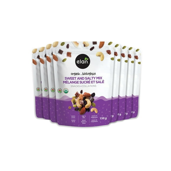 ELAN Organic Gluten-Free Sweet & Salty Mix with Chocolate, Fruit & Nuts, 150g x 8 Pack