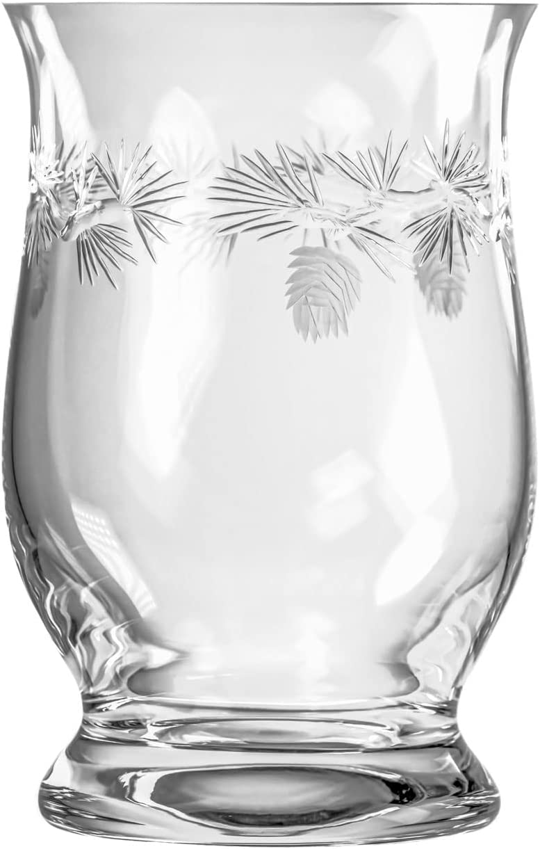 ICY Pine Hurricane Candleholder 8inch Engraved Hurricane Vase Lead