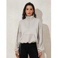 thumbnail image 3 of PrettyGuide Womens Sweatshirt Fashion Half Zip Stand Collar Scuba Cropped Pullover Athletic Sweatshirt Rainy Day M, 3 of 6