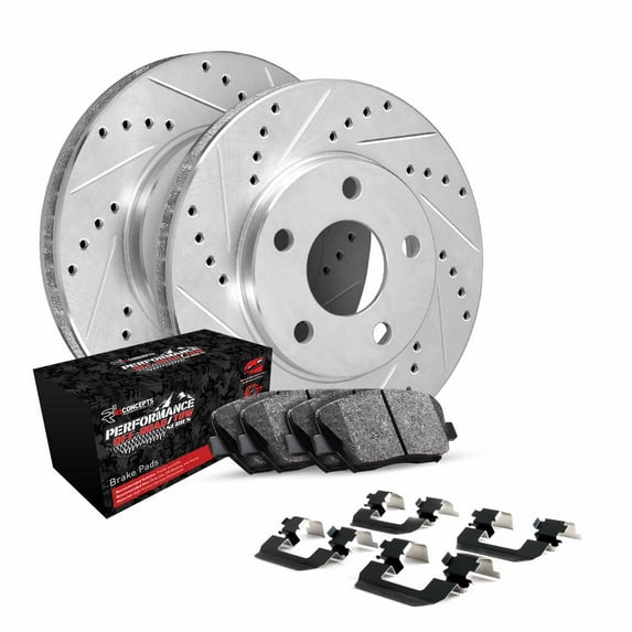 R1 Concepts Front Brakes and Rotors Kit |Front Brake Pads| Brake Rotors and Pads| Performance Off-Road Brake Pads and Rotors | Hardware Kit|fits 2000-2004 Ford F-150, F-150 Heritage