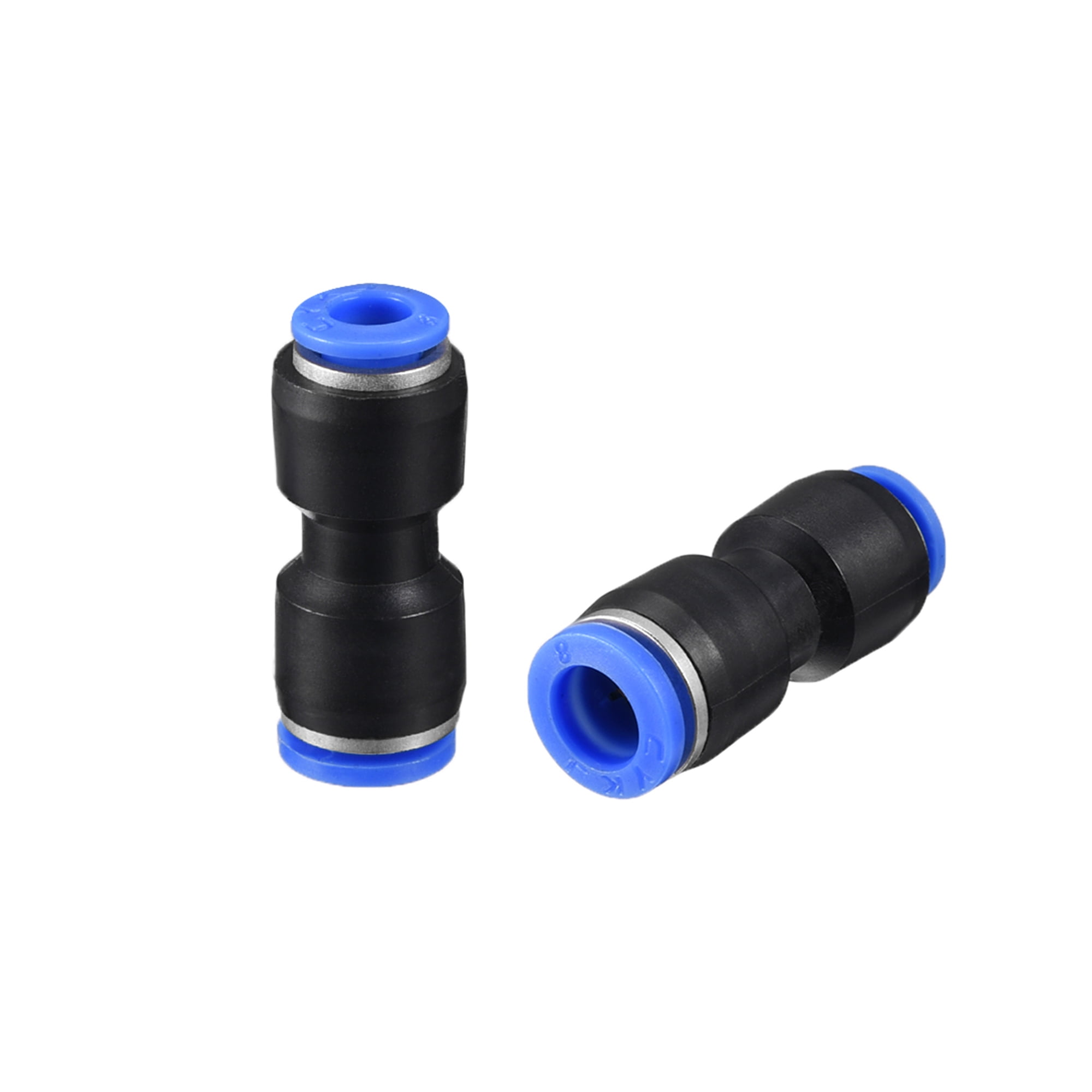 uxcell Plastic Tee Push to Connect Tube Fittings 8mm or 5/16 od Push Lock Blue 5pcs