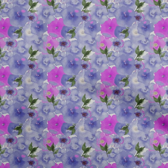 oneOone Rayon Medium Blue Fabric Watercolor Floral Sewing Craft Projects Fabric Prints By Yard 56 Inch Wide