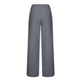 thumbnail image 5 of CFLVAEK Wide Leg Trouser Style Cotton Linen Pants for Petite Women with Elastic High Waist Petal Shaped Cuff Pant Baggy Solid Pocket Beach Trousers Loose Tall Length Lounge Pants S Gray, 5 of 7