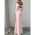 thumbnail image 4 of Women'S Long Sleeve Off the Shoulder Bodycon Dress Elegant Maxi Dress Cocktail Prom Dresses Pink M, 4 of 7