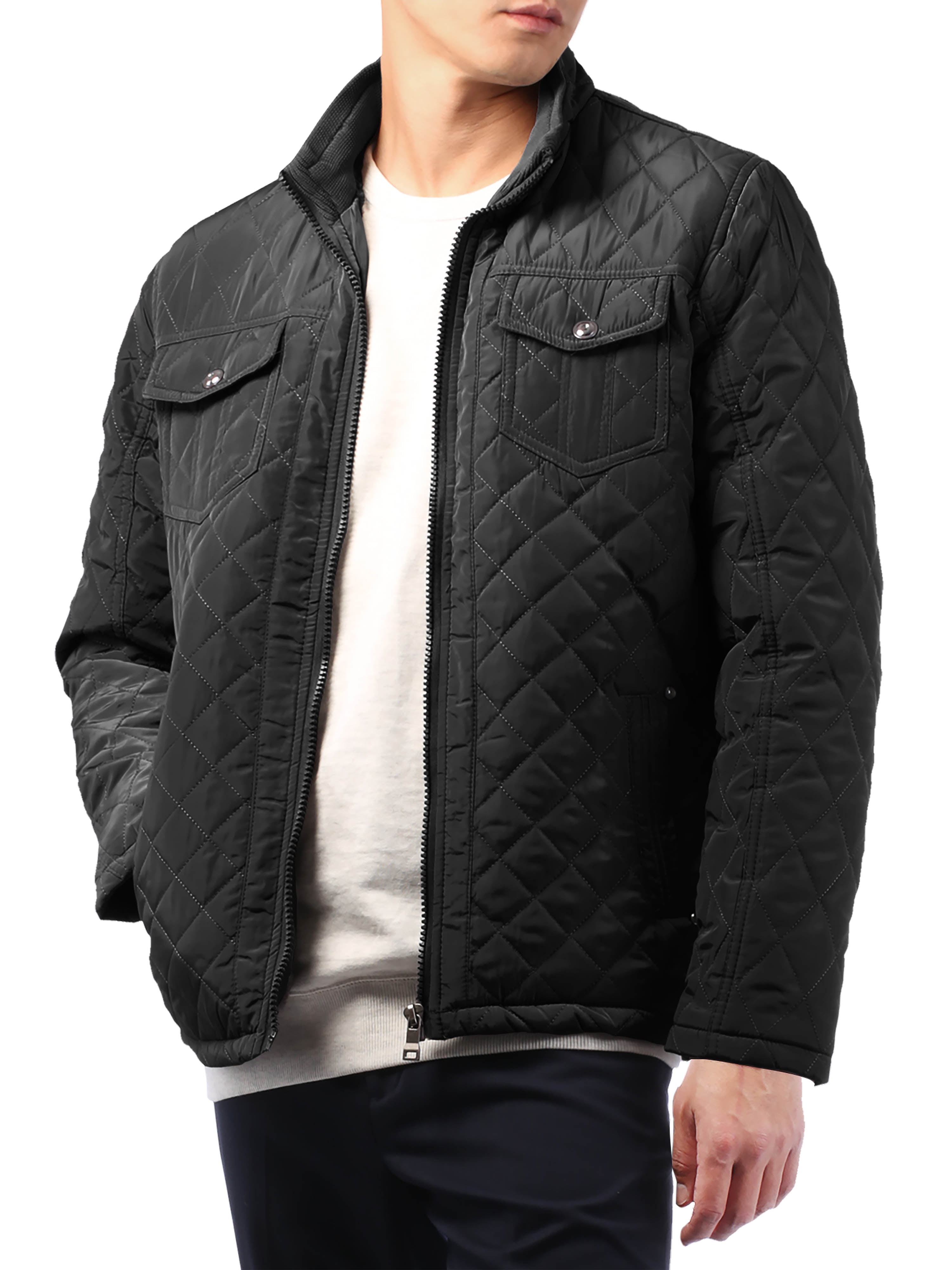 Mens Jacket Crosshatch Coat Hooded Padded Funnel Neck Lined Casual Winter New eBay