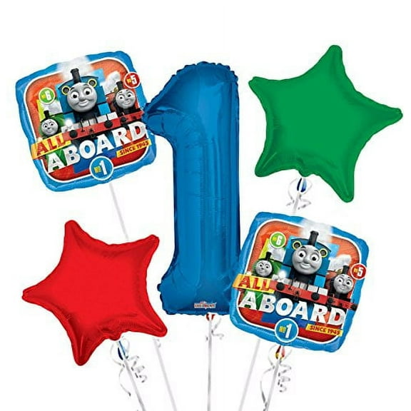 Thomas the Tank Balloon Bouquet 1st Birthday 5 pcs - Party Supplies
