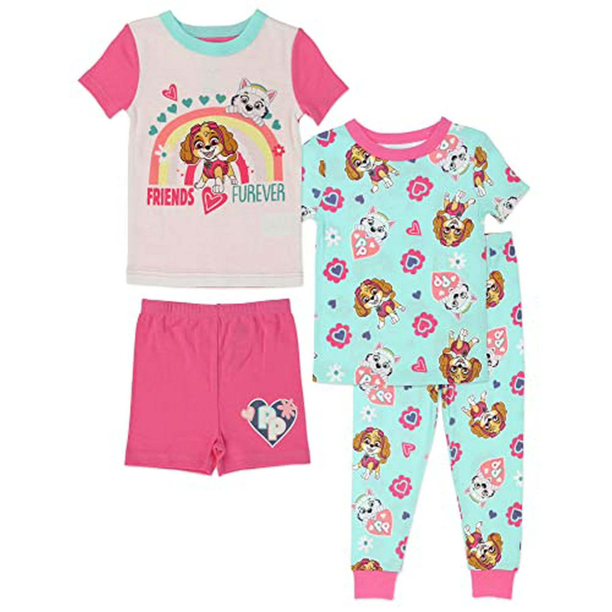 Paw Patrol Girls Pajamas 2 For 1 Cotton Pajama Set 4 Piece Pink Size Other