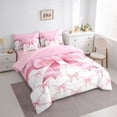 thumbnail image 3 of jejeloiu Cute Bow Tie 7-Piece Twin Bedding Sets,Pink Bowknot Pattern Bedding Comforter Set For Kids Reversible, 3 of 8