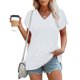 thumbnail image 2 of Tops de Manga Corta para las Mujeres Suelto Ajuste Cuello en V Manga Raglan Hendidura, Moda Blusa Sólida para el Hogar Y Diario, 2 of 8