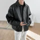 thumbnail image 2 of 2023 Nueva chaqueta de cuero de moda para hombre, chaqueta de béisbol de motocicleta informal de cuero sintético de ajuste holgado, estilo coreano, primavera y otoño, 2 of 5