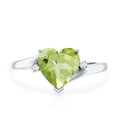 thumbnail image 4 of Rosec Jewels Natural Peridot Heart Engagement Ring 2 Carat (8 mm, AAA Grade) - Womens Peridot Diamond Ring with Bypass Shank, 18K White Gold, US 10.50, 4 of 8