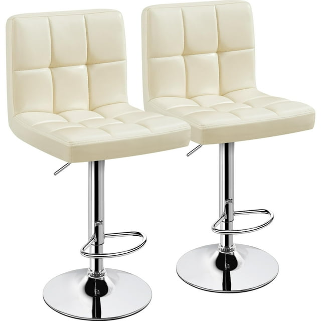 Taburetes de bar Yaheetech ajustables de piel sintética, juego de 2 unidades, color beige