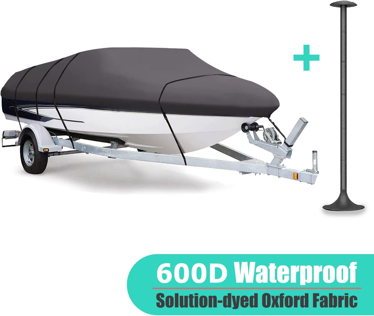 Fishing Boat for V-Hull Runabout Gray Boat Cover. Length:22'-24' Beam Width: up to 108 TRI-Hull XPORTION Trailerable Boat Cover Heavy Duty Waterproof 600D Oxford Fabric 