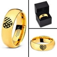 thumbnail image 4 of Tungsten American Heart Shaped Flag Band Ring 7mm Men Women Comfort Fit 18k Yellow Gold Dome Polished, 4 of 4