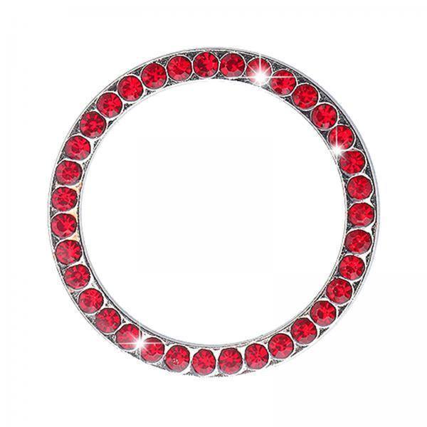 2 Anillos Brillantes, Botón de Inicio Brillante, Botón de Encendido con Diamantes de Imitación, Embellecedor Rojo , 2 piezas