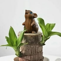 Wooden Mouse Statue, Hand Carved Garden Ornament, Desktop Decorative Figurine, Cute Mouse Sculpture, Miniature Pot Plant Accent, Nature Inspired Home Decor