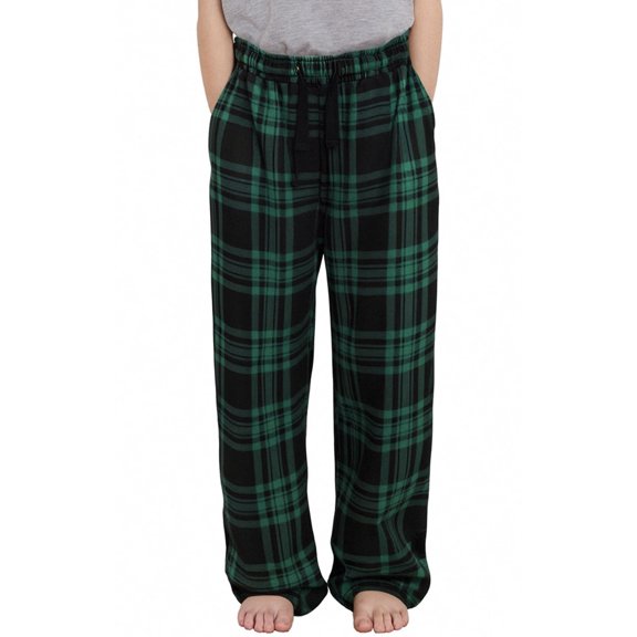 Pantalones de pijama PATPAT para niños a cuadros verde/negro, tallas 7-8 años