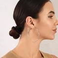 thumbnail image 2 of VEEDOFA Silver Plated Hoop Earrings for Women, Lightweight Hypoallergenic Large Hoops,60mm, 2 of 7