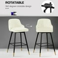 thumbnail image 4 of Swivel Bar Stool with Low Back Set of 2, 29 Inch Counter Bar Height Stool Velvet Upholstered Armless Heavy Duty Bar Chair for Kitchen Island Dining Room, White, 4 of 8