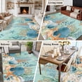 thumbnail image 5 of Large Area Rugs for Living Room Bedroom, Teal Coastal 5'x8' Rug Washable Carpet Runner Indoor Outdoor, Summer Beach Starfish Shell Coral Nautical Non Slip Floor Mats Rug for Kitchen, Bathroom, 5 of 8