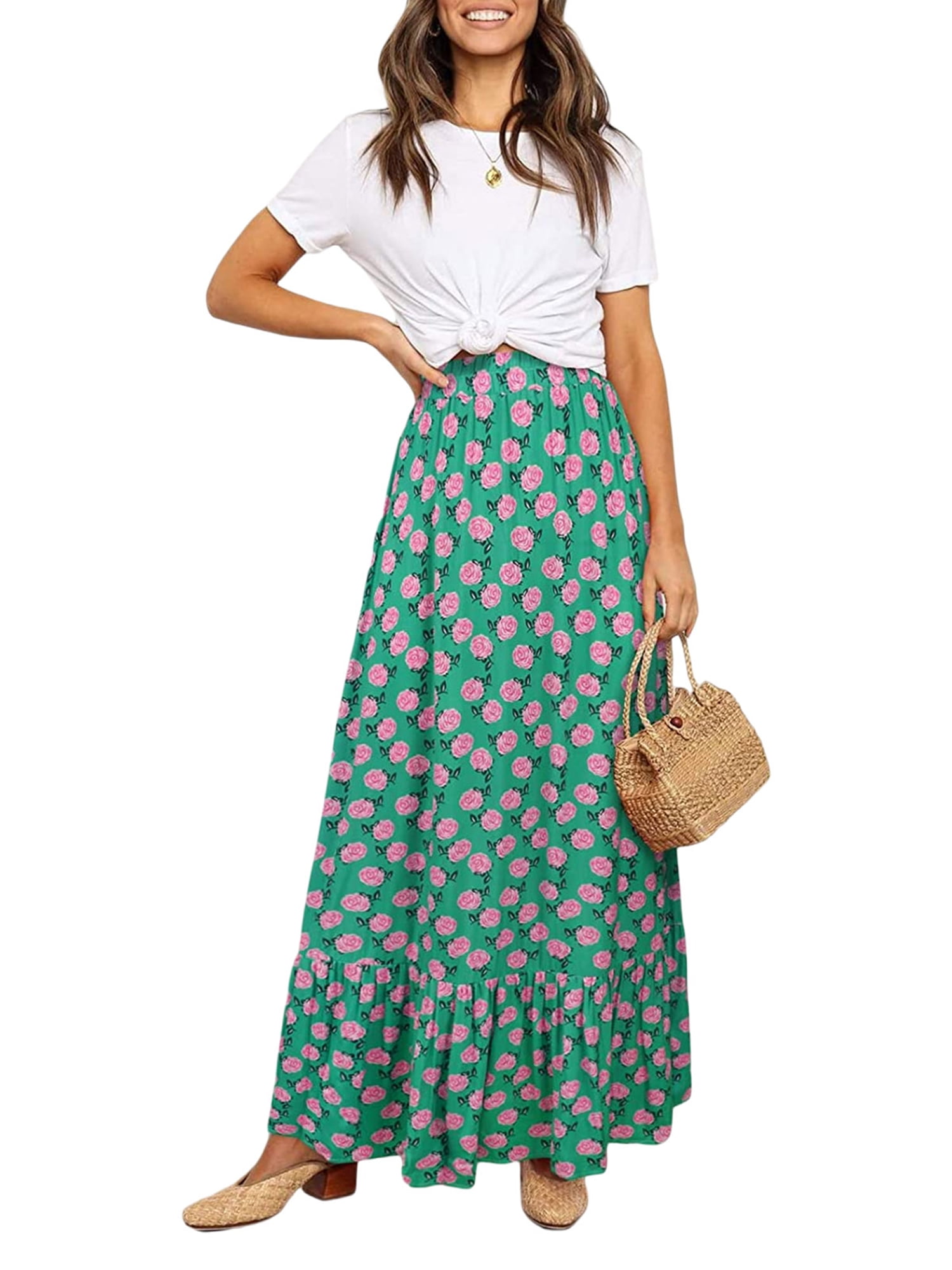 Women Double Layer Linen Maxi Skirt Pleated Vintage Boho Maxi Long Casual Cotton Beach Skirt Dress &ndash; Buy The Best Products In The Online Store
