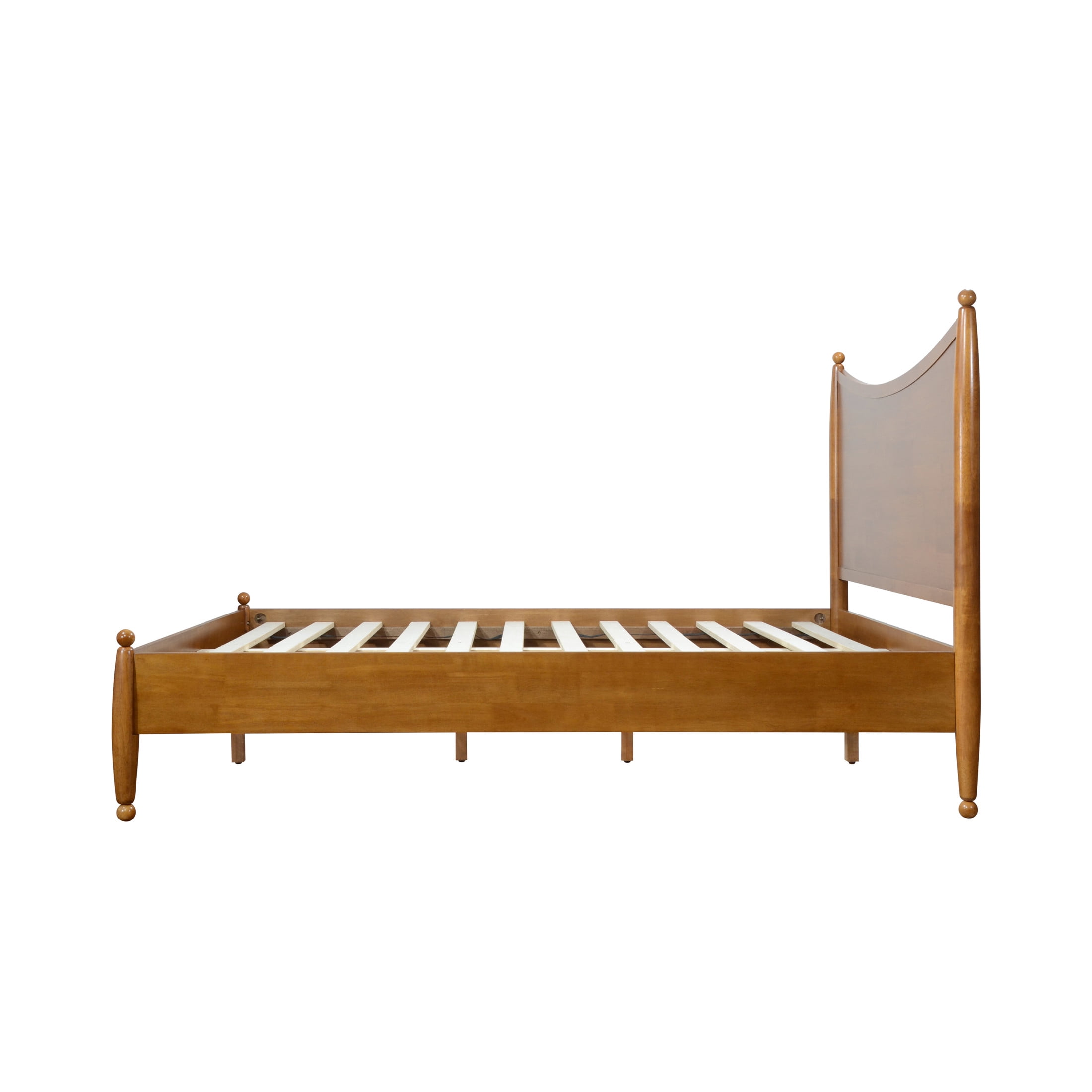 Christopher Knight Home Queen Platform Bed Frame with Curved Headboard, Solid Wood, Autumn Oak