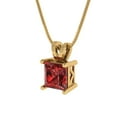 thumbnail image 2 of Clara Pucci 14K Yellow Solid Hypoallergenic Gold 1.5Ct Natural Garnet Princess Cut Solitaire Designer Necklace Pendant For January, 2 of 6