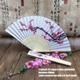 thumbnail image 2 of Handheld Silk Fabric Folding Fan Natural Bamboos Frame Classical Flower Pattern Portable Decorative Accessories, 2 of 11